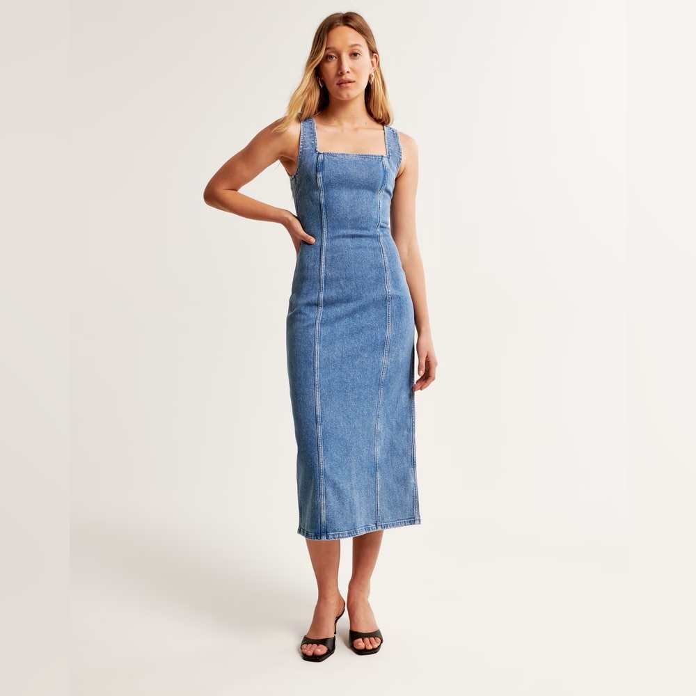 NWT Abercrombie Denim Column Midi Dress